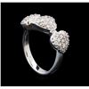 Image 4 : 0.89 ctw Pave Round Diamond Heart Ring - 14KT White Gold