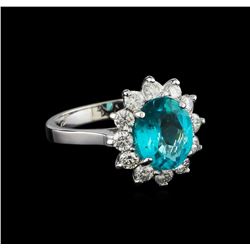 2.78 ctw Apatite and Diamond Ring - 14KT White Gold