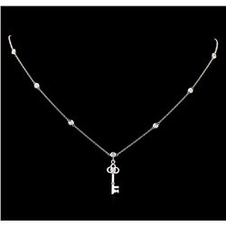 0.28 ctw Diamond Key Pendant With Chain - 14KT White Gold