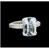 Image 1 : 4.50 ctw Aquamarine and Diamond Ring - 18KT White Gold