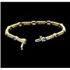 Image 4 : 3.10 ctw Tanzanite and Diamond Bracelet - 14KT Yellow Gold