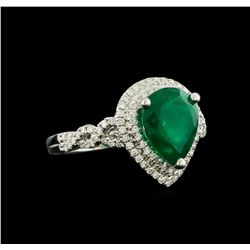 3.17 ctw Emerald and Diamond Ring - 18KT White Gold