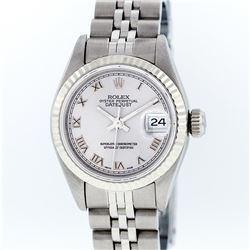 Rolex Stainless Steel Silver Roman DateJust Ladies Watch