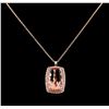 Image 1 : GIA Cert 21.91 ctw Morganite and Diamond Pendant With Chain - 14KT Rose Gold