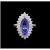 Image 2 : 14KT White Gold 3.85 ctw Tanzanite and Diamond Ring