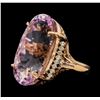 Image 1 : 31.94 ctw Kunzite and Diamond Ring - 14KT Rose Gold