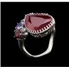 Image 4 : 14KT White Gold 13.09 ctw Ruby, Tanzanite and Diamond Ring