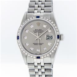 Rolex Stainless Steel Diamond and Sapphire DateJust Men's Watch