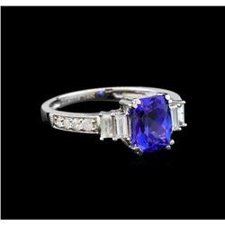 14KT White Gold 1.28 ctw Tanzanite and Diamond Ring