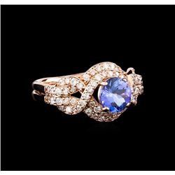 0.96 ctw Tanzanite and Diamond Ring - 14KT Rose Gold