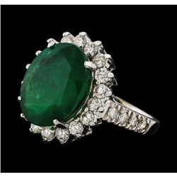 6.78 ctw Emerald and Diamond Ring - 14KT White Gold