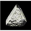 Image 3 : Rectangular Ring - Rhodium Plated