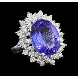 GIA Cert 11.27 ctw Tanzanite and Diamond Ring - 14KT White Gold