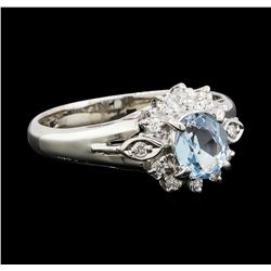 0.66 ctw Aquamarine and Diamond Ring - Platinum