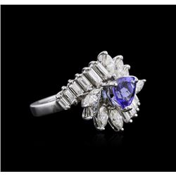 Platinum 1.07 ctw Tanzanite and Diamond Ring