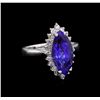 Image 1 : 4.33 ctw Tanzanite and Diamond Ring - 14KT White Gold