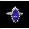 Image 2 : 4.33 ctw Tanzanite and Diamond Ring - 14KT White Gold