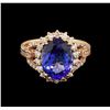 Image 2 : 14KT Rose Gold 4.13 ctw Tanzanite and Diamond Ring