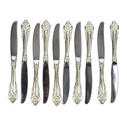 Wallace Grande Baroque Sterling Silver HH Luncheon Knives 9" Set of 10