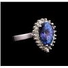 Image 1 : 4.20 ctw Tanzanite and Diamond Ring - 14KT White Gold