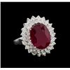 Image 1 : GIA Cert 6.53 ctw Ruby and Diamond Ring - 14KT White Gold