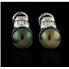 Image 1 : Tahitian Pearl and Diamond Earrings - 14KT White Gold