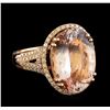 Image 1 : 10.00 ctw Morganite and Diamond Ring - 14KT Rose Gold