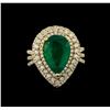 Image 2 : 14KT Yellow Gold 4.10 ctw Emerald and Diamond Ring