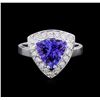 Image 2 : 2.52 ctw Tanzanite and Diamond Ring - 14KT White Gold