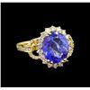 Image 1 : 5.04 ctw Tanzanite and Diamond Ring - 14KT Yellow Gold