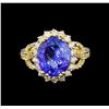 Image 2 : 5.04 ctw Tanzanite and Diamond Ring - 14KT Yellow Gold