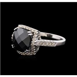 14KT White Gold 4.00 ctw Onyx and Diamond Ring