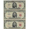 Image 1 : 1963 $5 VG/XF Red Seal Note Lot of 3