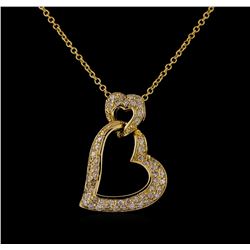 0.45 ctw Diamond Pendant With Chain - 14KT Yellow Gold