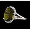 Image 1 : 4.17 ctw Tourmaline and Diamond Ring - 14KT White Gold