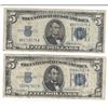 Image 1 : 1934 $5 Silver Certificate Currency Lot of 2