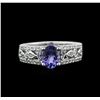 Image 2 : 1.04 ctw Tanzanite and Diamond Ring - 18KT White Gold