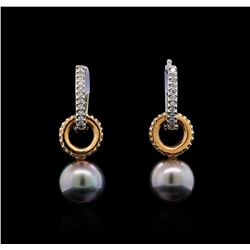 Pearl and Diamond Earrings - 14KT White and Rose Gold