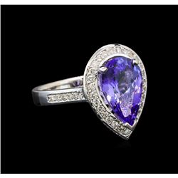 14KT White Gold 4.13 ctw Tanzanite and Diamond Ring