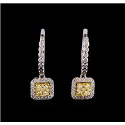 0.78 ctw Diamond Earrings - 14KT White and Yellow Gold