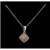 Image 1 : 0.20 ctw Diamond Pendant With Chain - 14KT Rose And White Gold