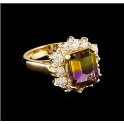 2.65 ctw Ametrine and Diamond Ring - 14KT Yellow Gold