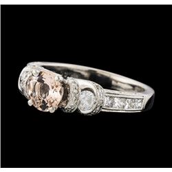 0.64 ctw Morganite and Diamond Ring - 18KT White Gold