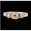 Image 2 : 0.64 ctw Morganite and Diamond Ring - 18KT White Gold