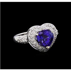 2.86 ctw Tanzanite and Diamond Ring - 18KT White Gold