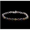 Image 1 : 10.35 ctw Multi Color Sapphire Bracelet - 14KT White Gold