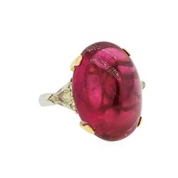 22.76 ctw Rubellite and Diamond Ring - 18KT Yellow and White Gold