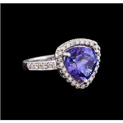 5.48 ctw Tanzanite and Diamond Ring - 14KT White Gold