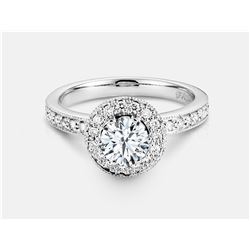 Cubic Zirconia and Diamond Ring - 14KT White Gold