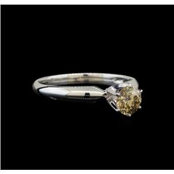 14KT White Gold 0.70 ctw Round Cut Fancy Brown Diamond Solitaire Ring